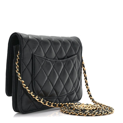 Chanel Lambskin Quilted Wallet On Chain WOC Black 3 of 10