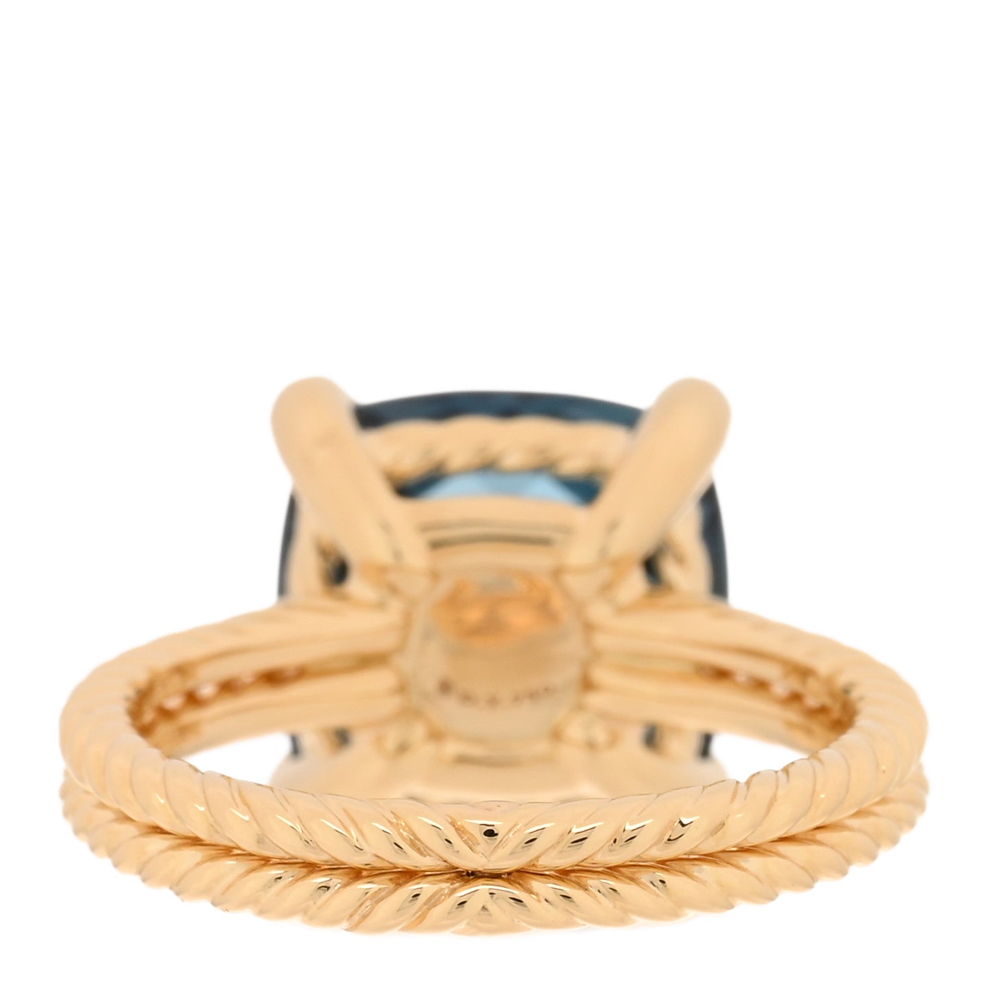 18K Yellow Gold Diamond Hampton Blue Topaz 11mm Chatelaine Ring 52 6