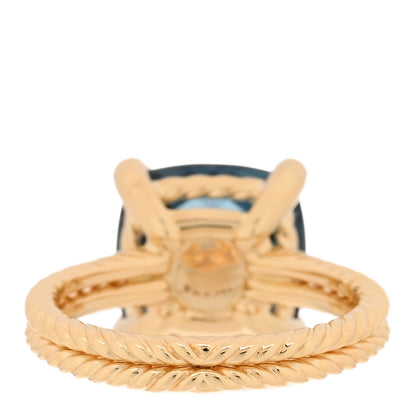 David Yurman 18K Yellow Gold Diamond Hampton Blue Topaz 11mm Chatelaine Ring 52 6 3 of 4