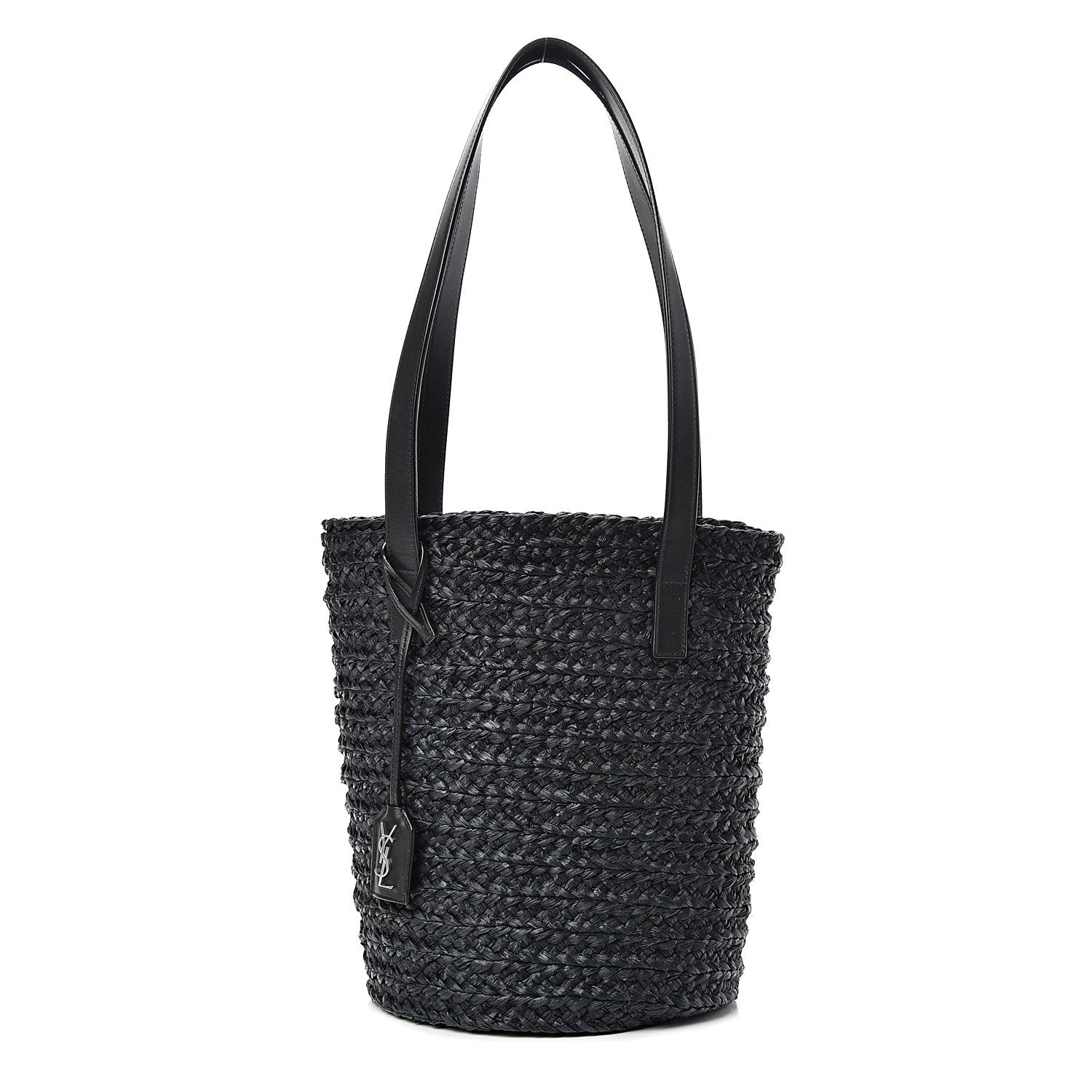 Saint Laurent Raffia Calfskin Small Panier Tote Black 1 of 9
