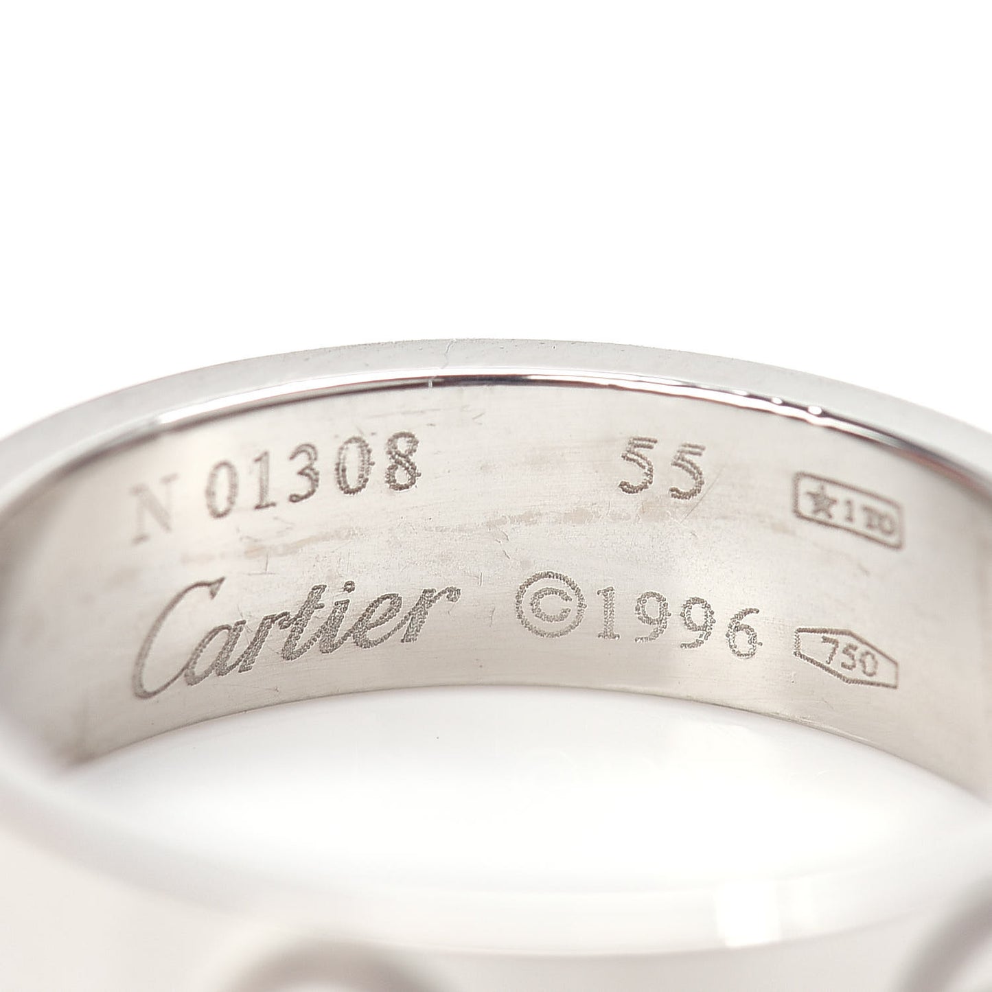 18K White Gold 5.5mm LOVE Ring 55 7.25