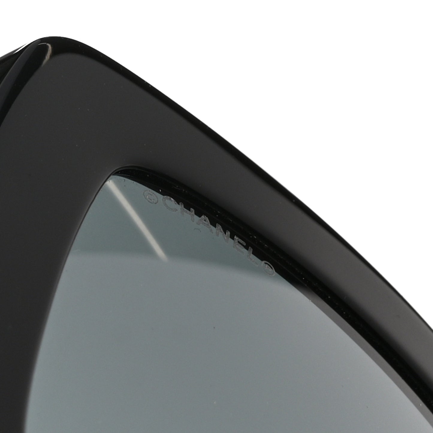 Acetate Calfskin Polarized Square Sunglasses 5473-Q-A Black