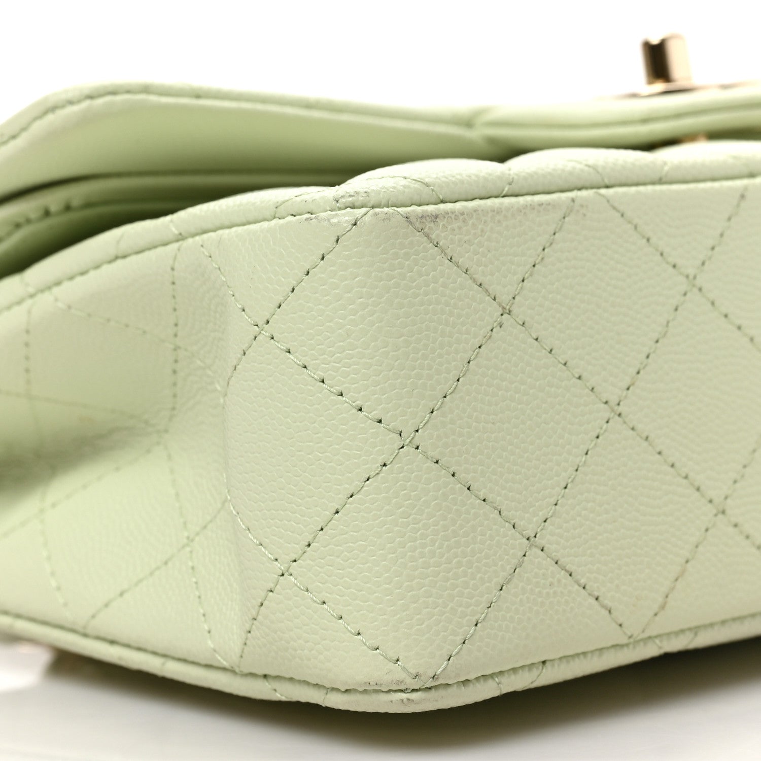 Chanel Caviar Quilted Small Double Flap Light Green 8 of 9