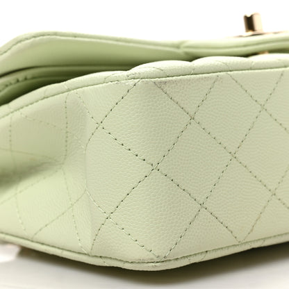 Chanel Caviar Quilted Small Double Flap Light Green 8 of 9