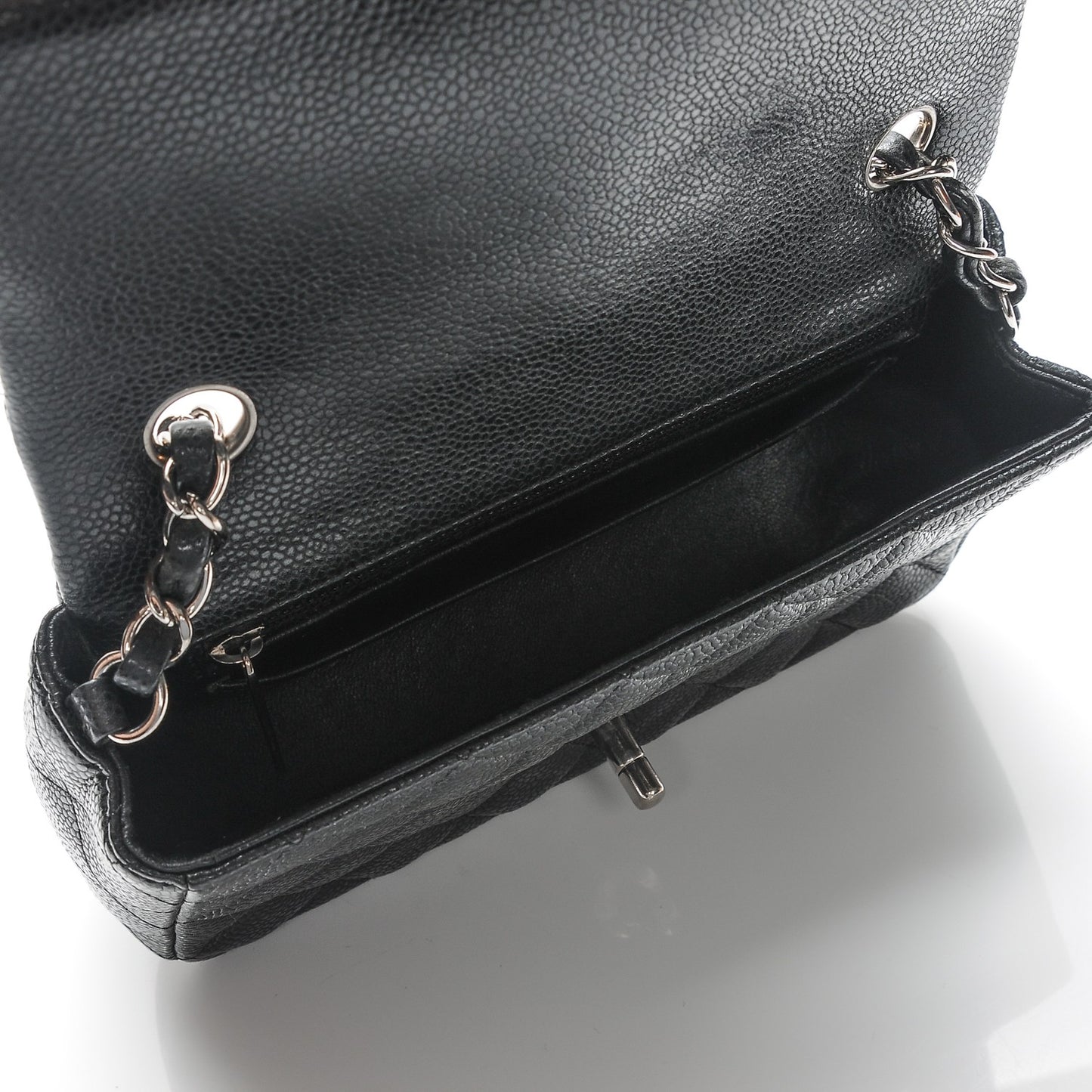 Caviar Quilted Mini Rectangular Flap Charcoal