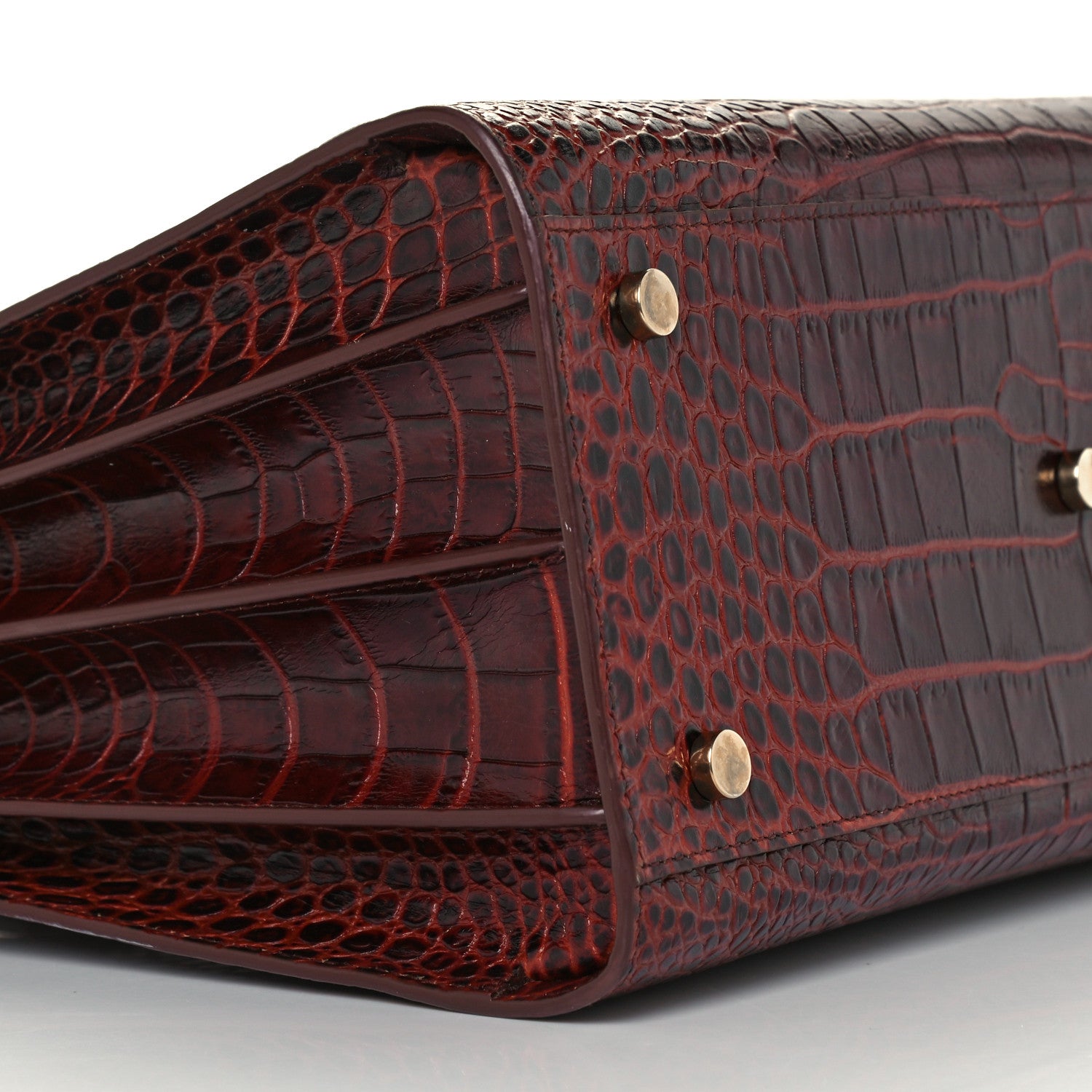 Saint Laurent Calfskin Crocodile Embossed Small Sac de Jour Dark Blood 9 of 10