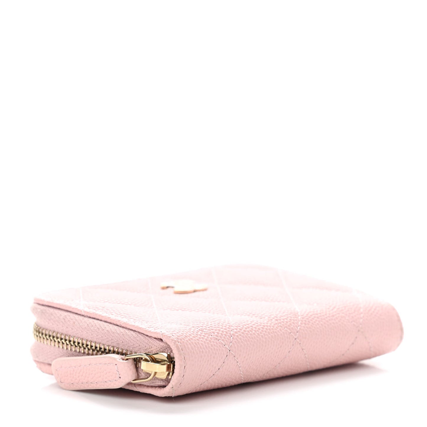 Caviar Quilted Zip Coin Purse Light Pink
