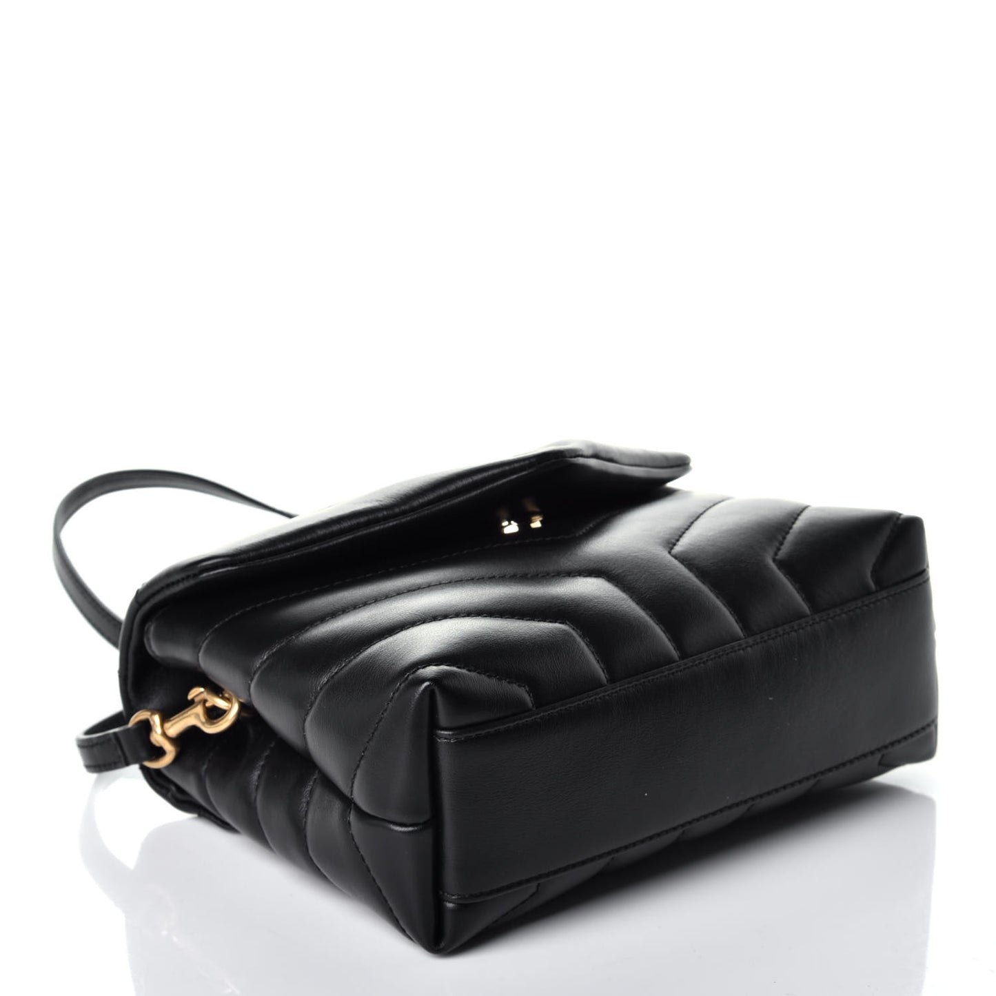Calfskin Y Quilted Monogram Toy Loulou Crossbody Bag Black