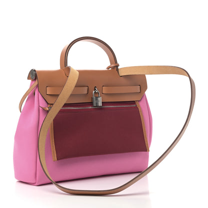 Hermes Toile Officier Vache Hunter Verso Herbag Zip PM 31 Bubblegum Rubis Naturel 2 of 8