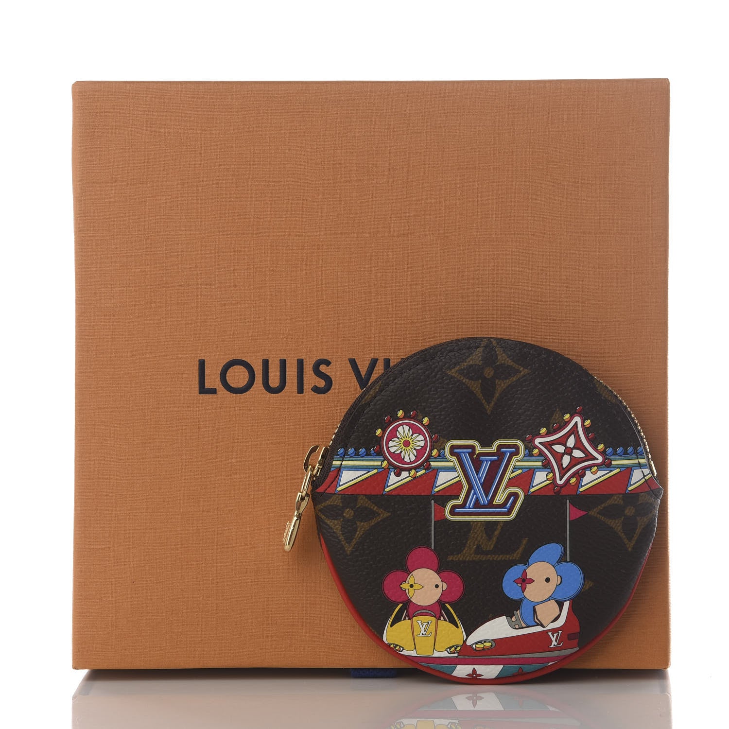 Louis Vuitton Monogram 2020 Christmas Animation Bumper Cars Round Coin Purse Coquelicot 8 of 8