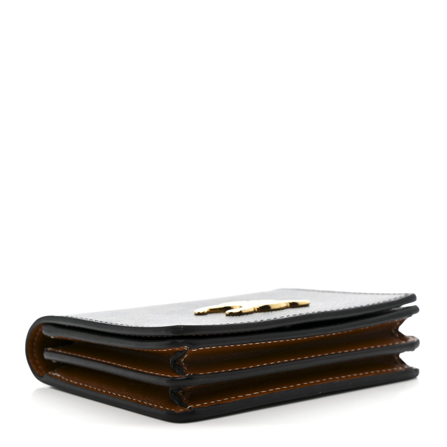 Celine Canvas Triomphe Compact Wallet Tan 4 of 8