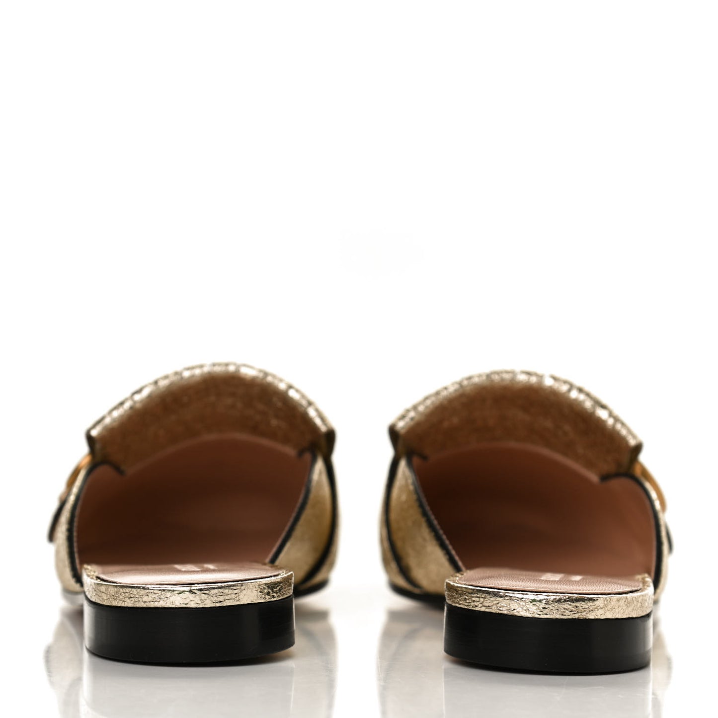 Galassia Womens GG Marmont Fringe Slippers 36.5 Platino