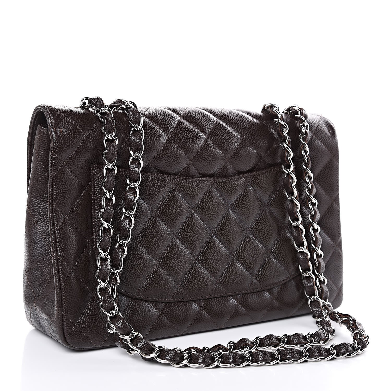 Chanel Caviar Quilted Jumbo Single Flap Dark Brown 3 of 10