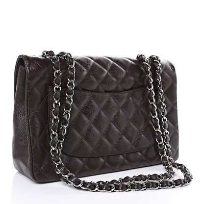 Chanel Caviar Quilted Jumbo Single Flap Dark Brown 3 of 10