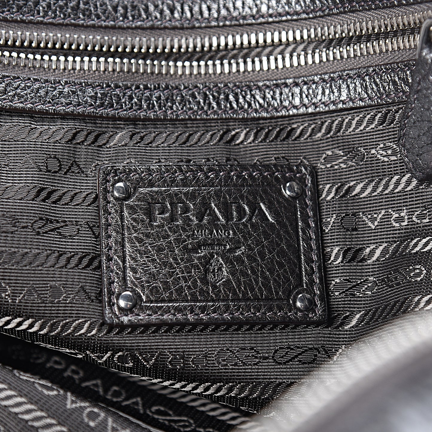 Metallic Cervo Dome Satchel Dark Grey