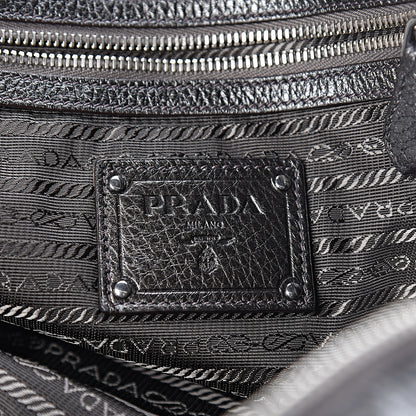 Prada Metallic Cervo Dome Satchel Dark Grey 6 of 10