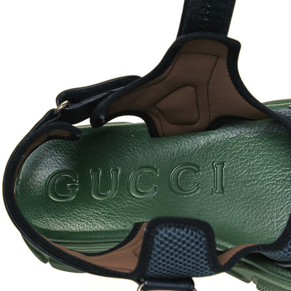 Gucci X SEGA Nappa Mesh Mens Aguru Sandals 9 Black Green 6 of 7