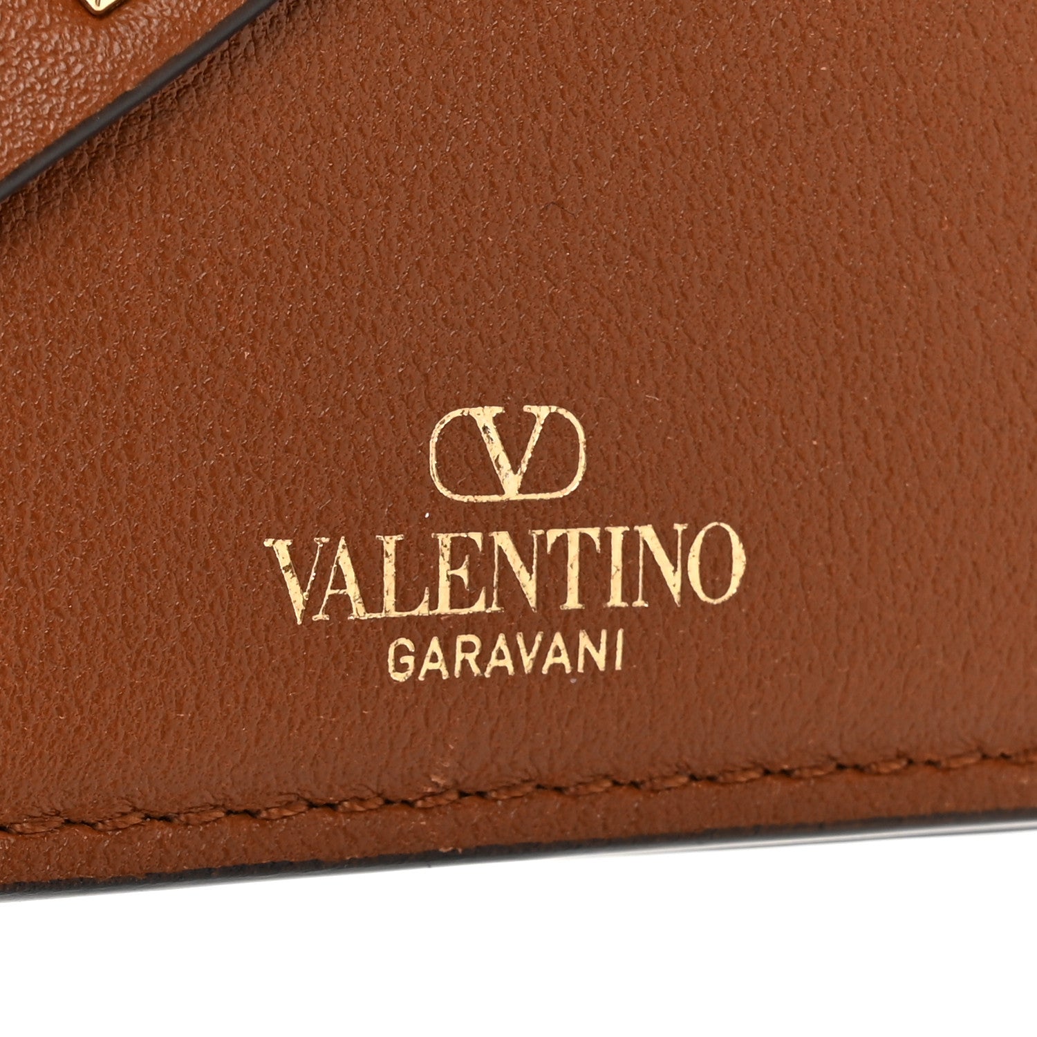 Valentino Garavani Vitello Rockstud Compact Wallet Bright Cognac 7 of 9