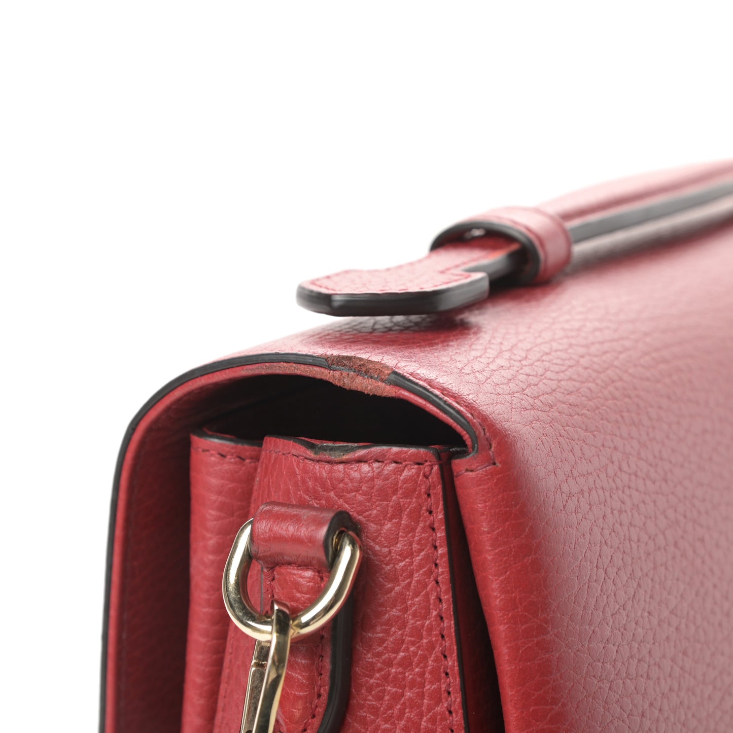 Dollar Calfskin Medium Interlocking G Top Handle Shoulder Bag Red