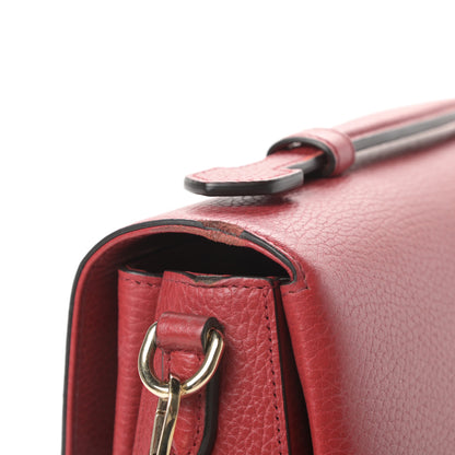 Gucci Dollar Calfskin Medium Interlocking G Top Handle Shoulder Bag Red 13 of 15