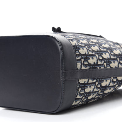 Christian Dior Oblique Drawstring Chain Large Bucket Bag Blue 7 of 10