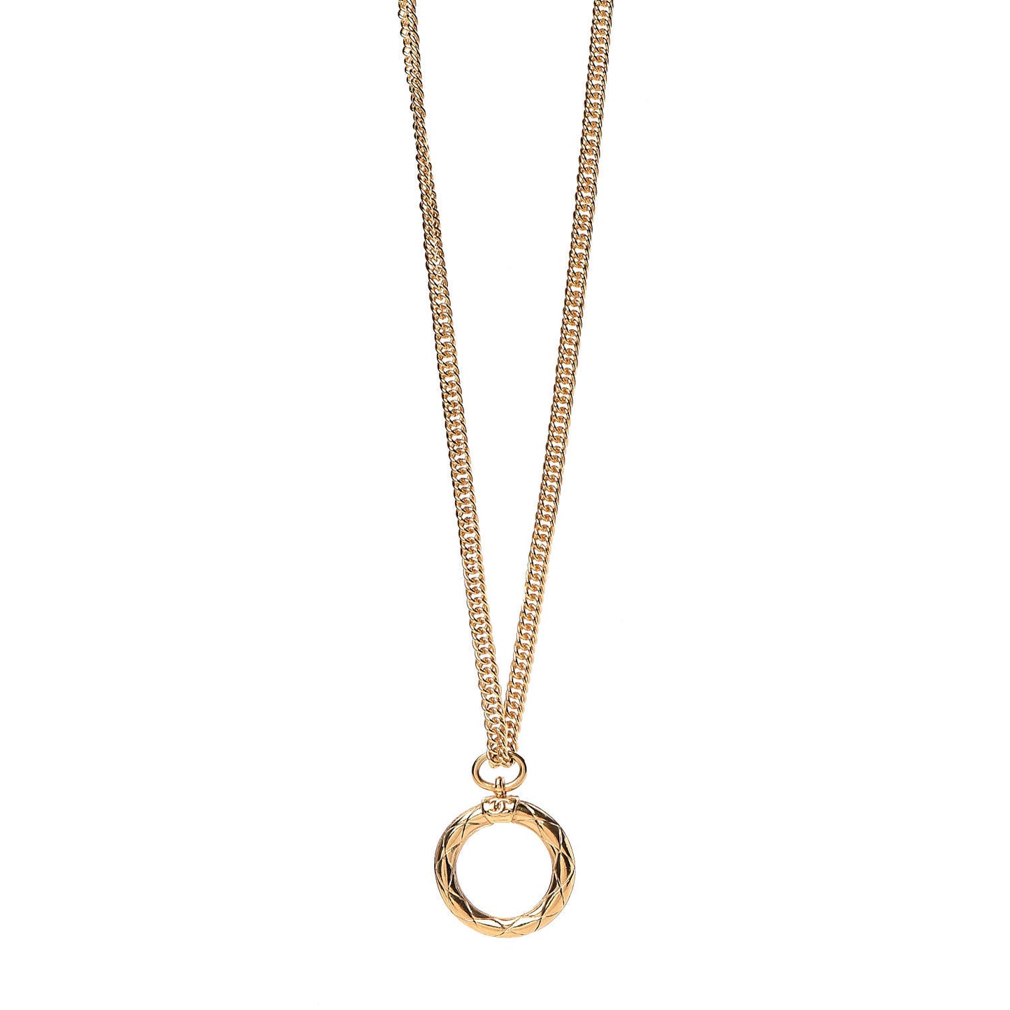 CC Quilted Loupe Chain Necklace Gold
