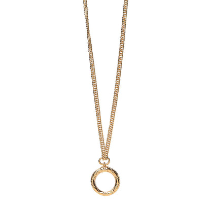 Chanel CC Quilted Loupe Chain Necklace Gold 1 of 6