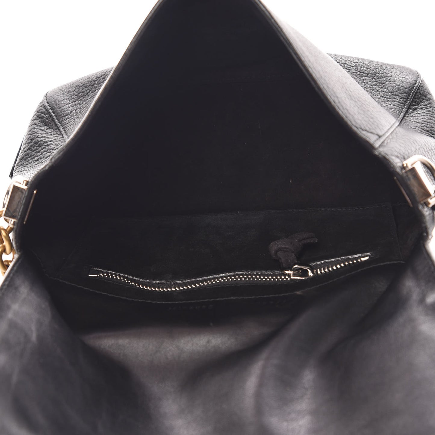 Pebbled Calfskin Small Courier Black