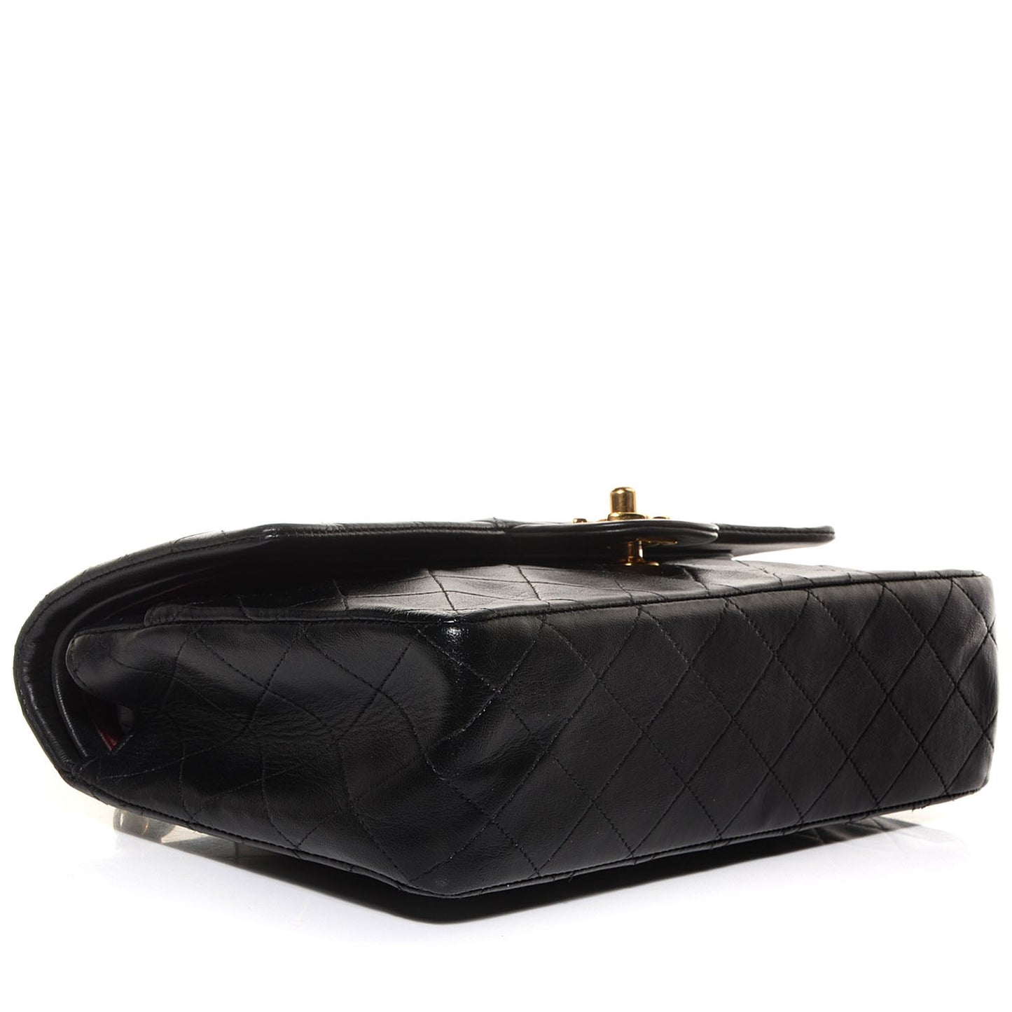 Lambskin Quilted Medium Double Flap Black