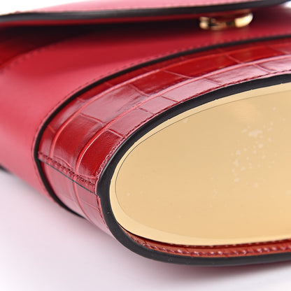 Chloe Calfskin Crocodile Embossed Small Aby Lock Dusky Red 7 of 8