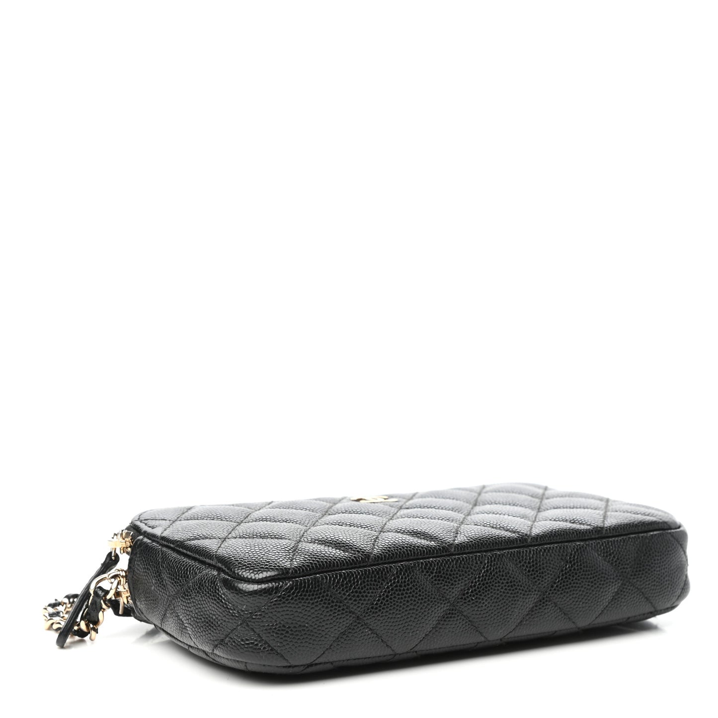 Caviar Quilted Small Clutch With Chain Black