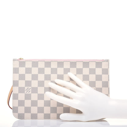 Louis Vuitton Damier Azur Neverfull MM GM Pochette Rose Ballerine 2 of 14