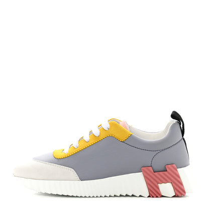 Hermes Technical Canvas Suede Goatskin Bouncing Sneakers 36.5 Gris Multicolor 1 of 9
