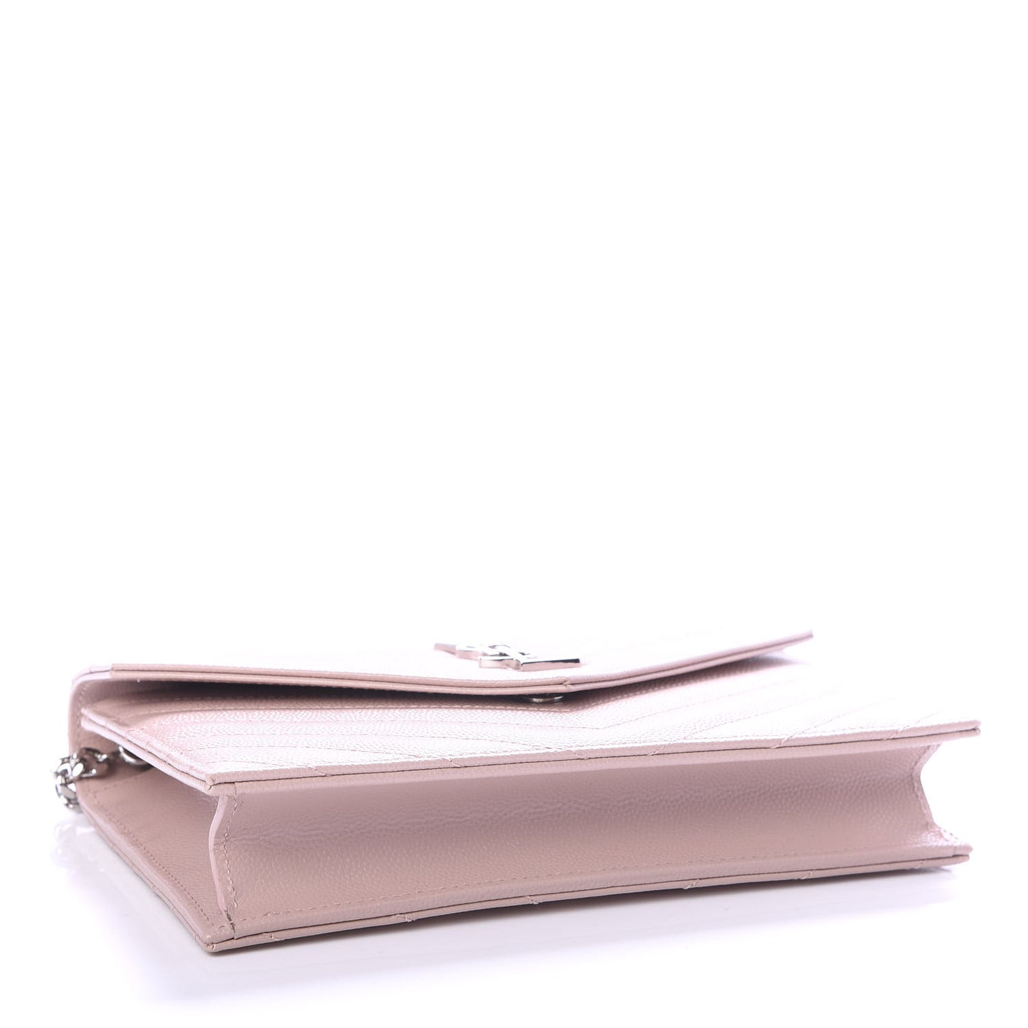 Grain De Poudre Matelasse Chevron Monogram Envelope Chain Wallet Pale Pink