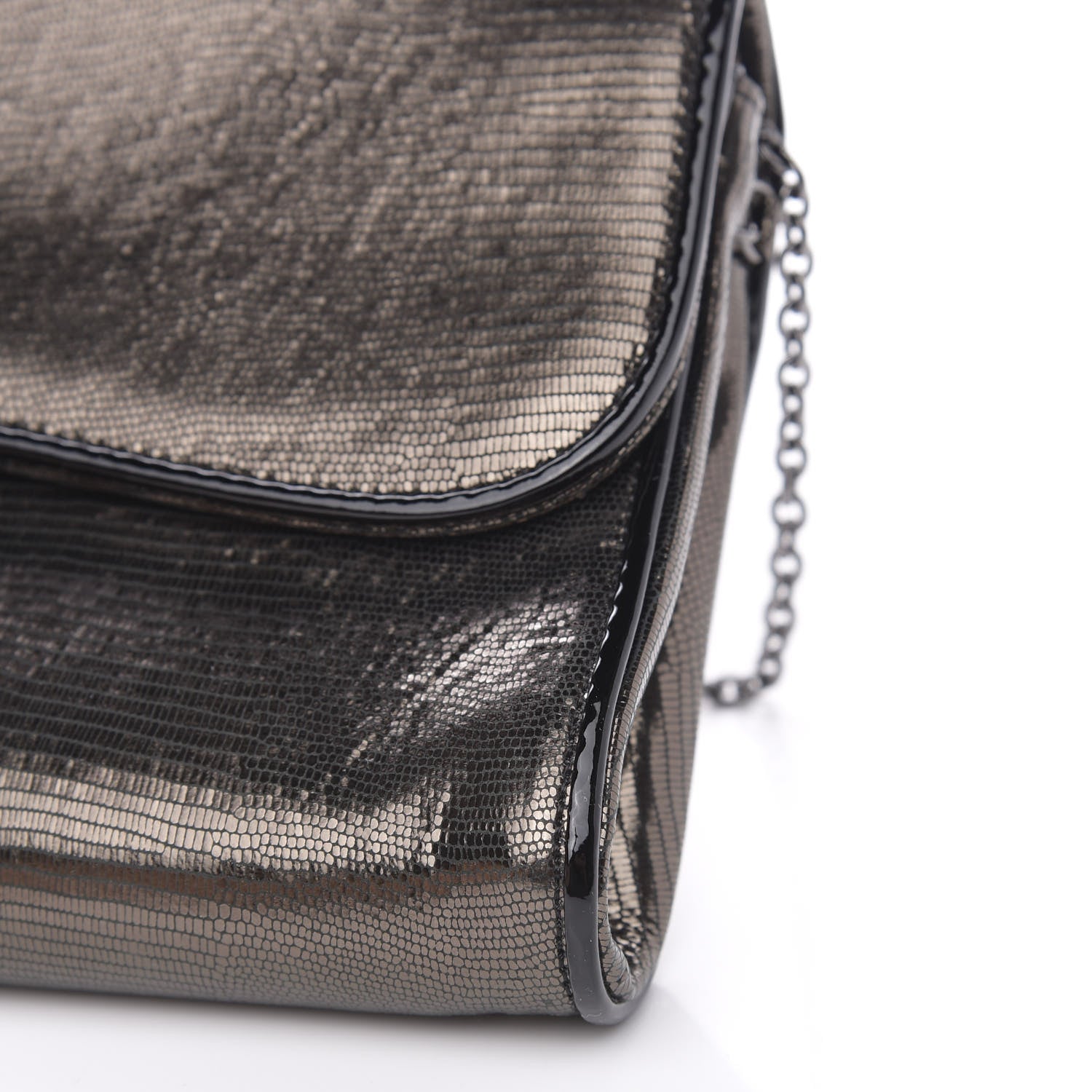 Christian Louboutin Metallic Laminato Embossed Lizard Riviera Clutch Anthracite 8 of 8