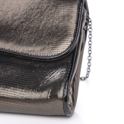 Christian Louboutin Metallic Laminato Embossed Lizard Riviera Clutch Anthracite 8 of 8