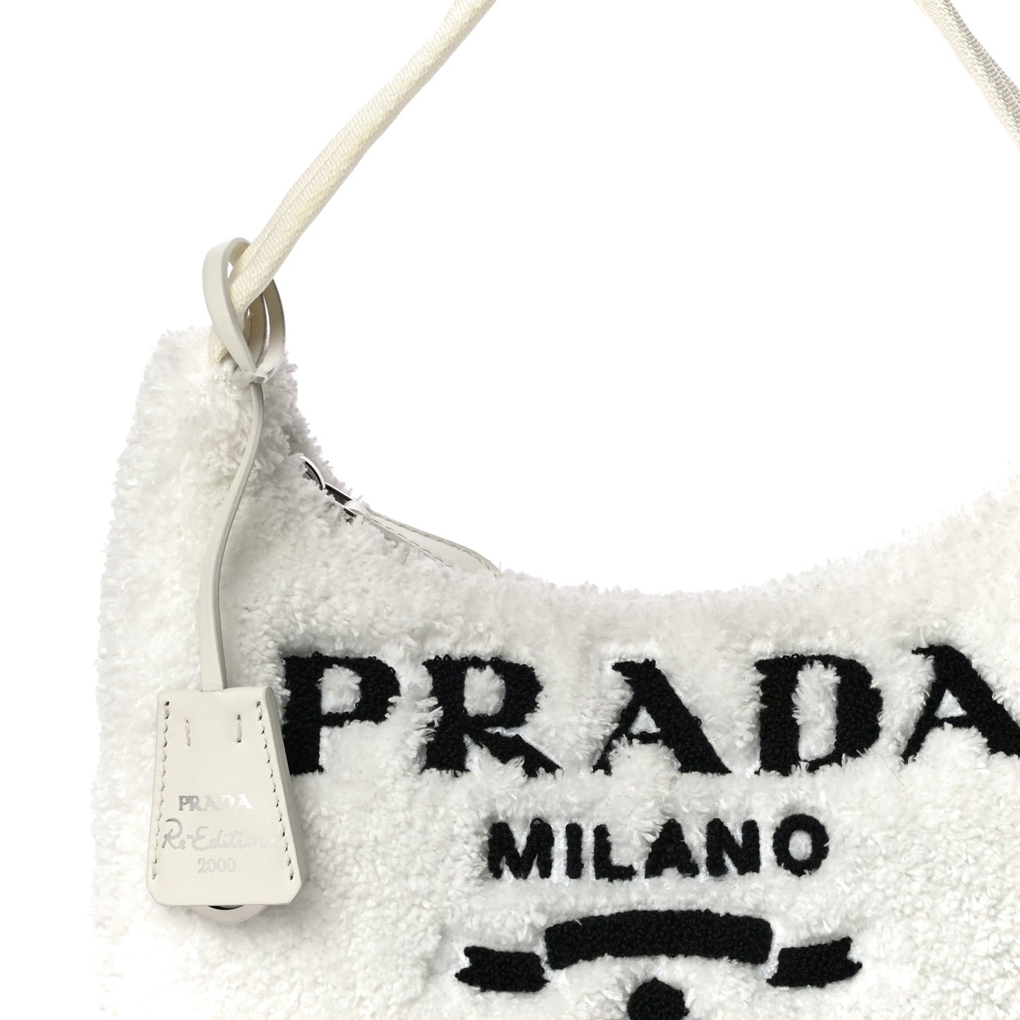 Terry Cloth Mini Re-Edition 2000 Bag White Black