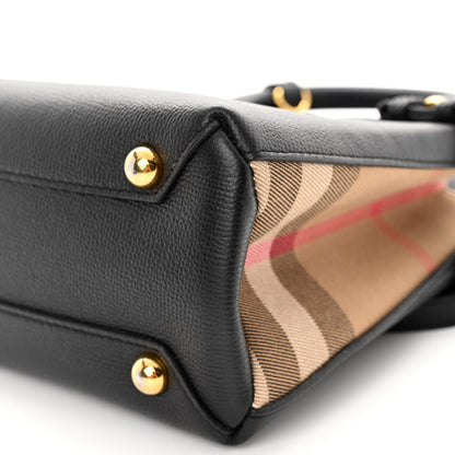 Burberry Grainy Calfskin House Check Small Banner Tote Black 9 of 9