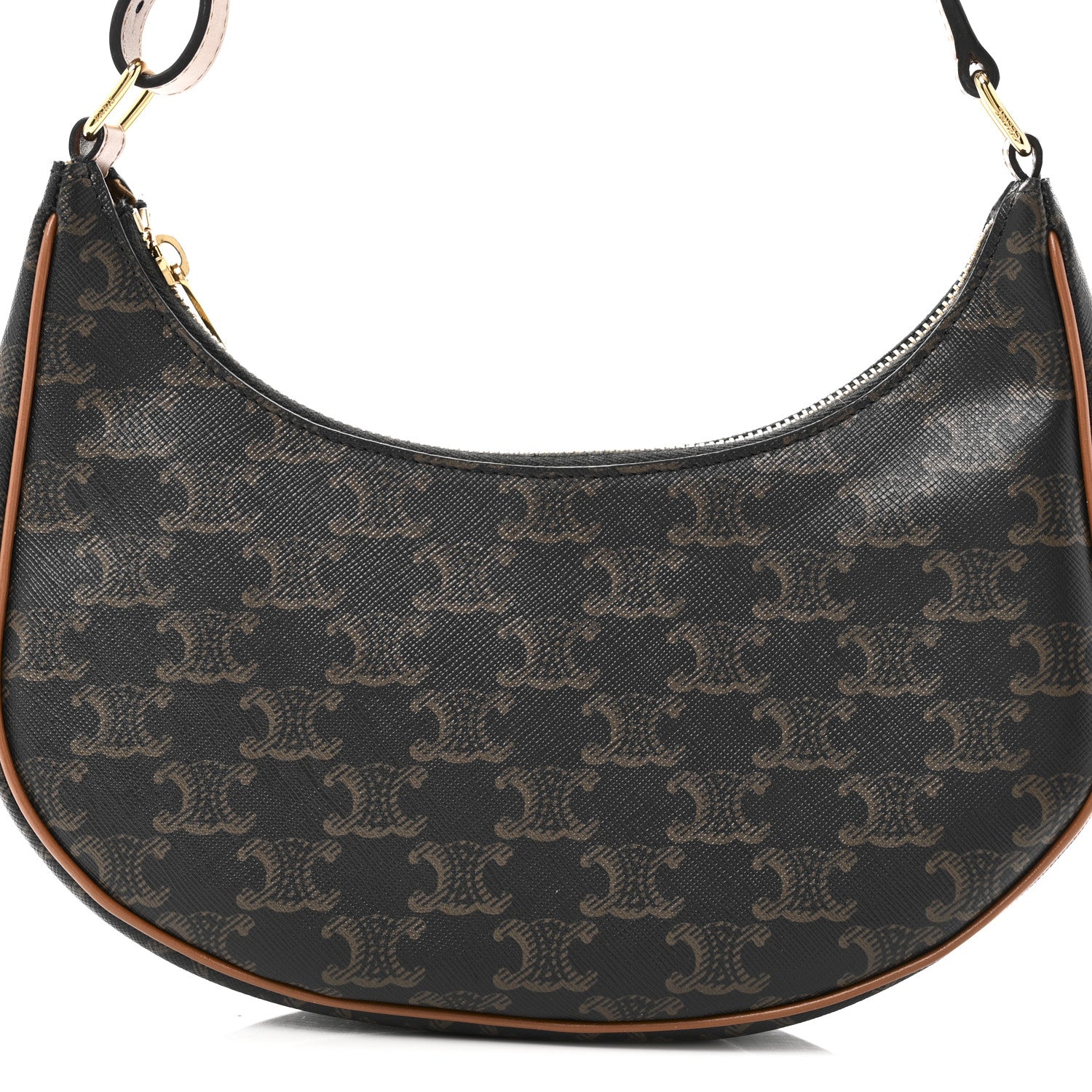 Celine Triomphe Canvas Calfskin Ava Shoulder Bag Tan 7 of 9