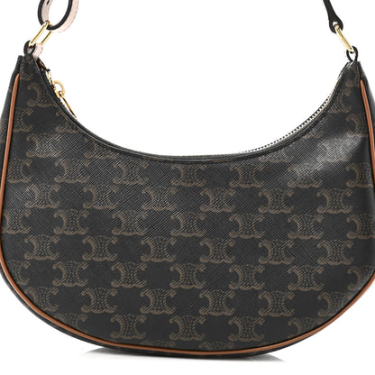 Celine Triomphe Canvas Calfskin Ava Shoulder Bag Tan 7 of 9