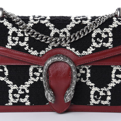 Gucci Tweed GG Monogram Small Dionysus Shoulder Bag Black White Romantic Cherry 10 of 10