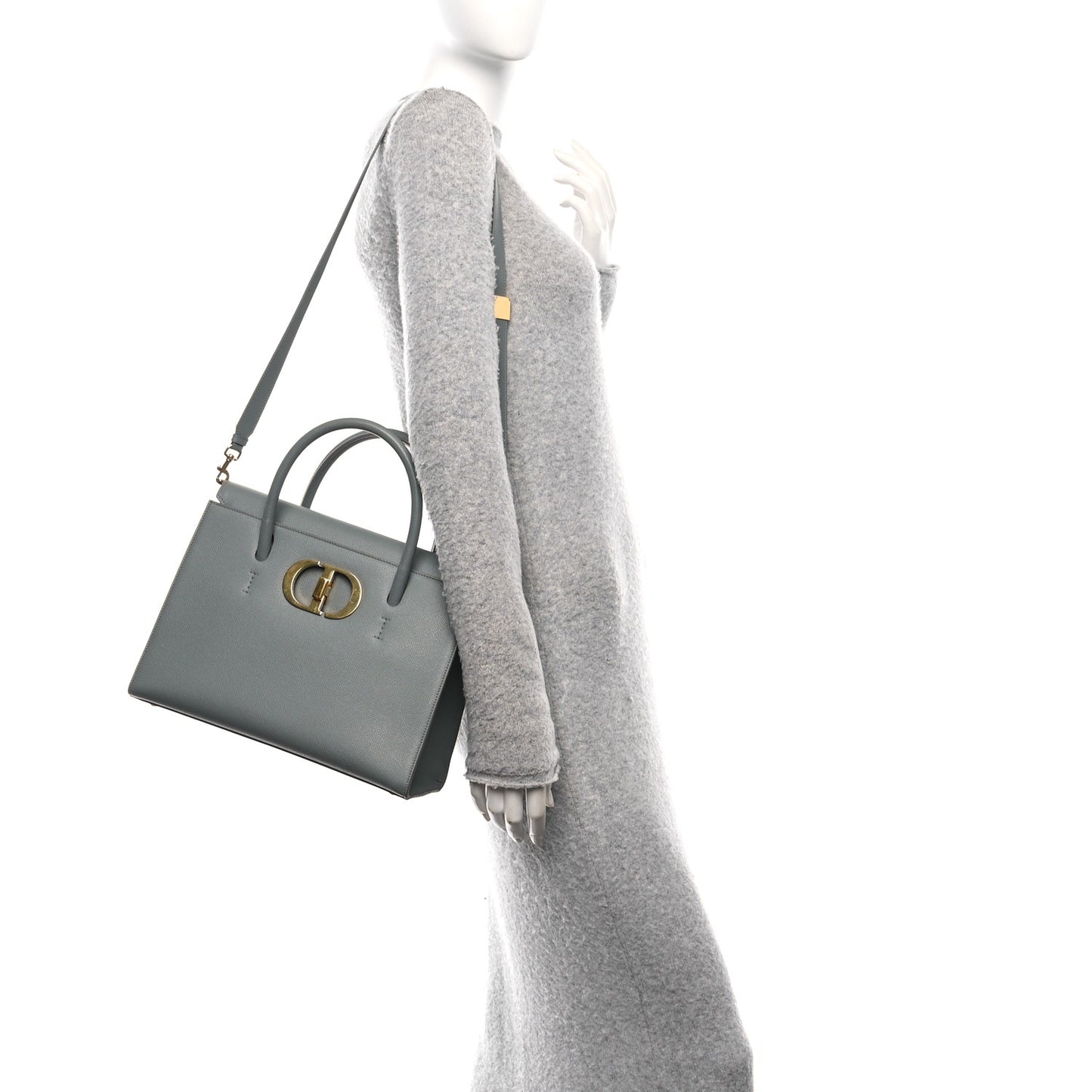 Grained Calfskin Large St. Honore Tote Grey Stone