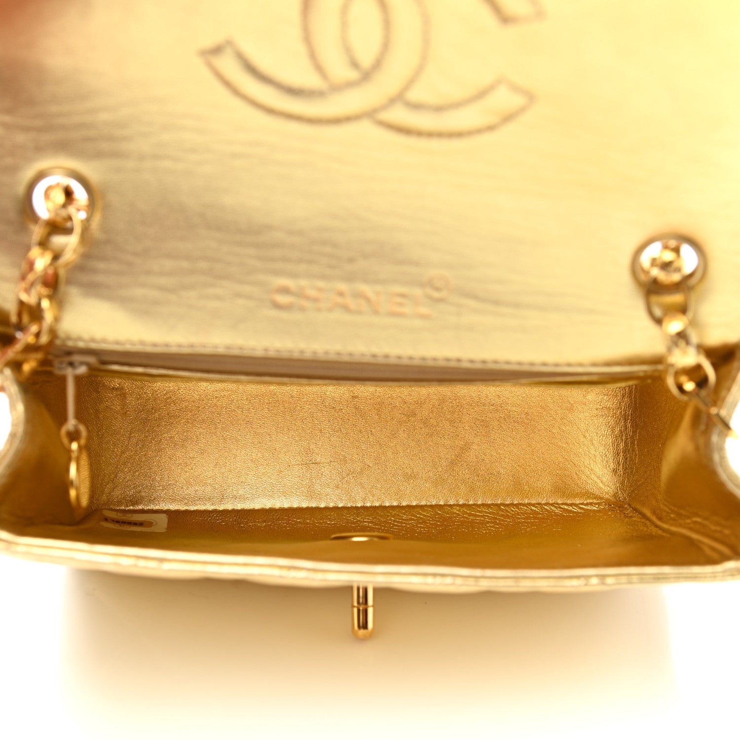 Chanel Metallic Lambskin Quilted Mini Square Flap Gold 4 of 12