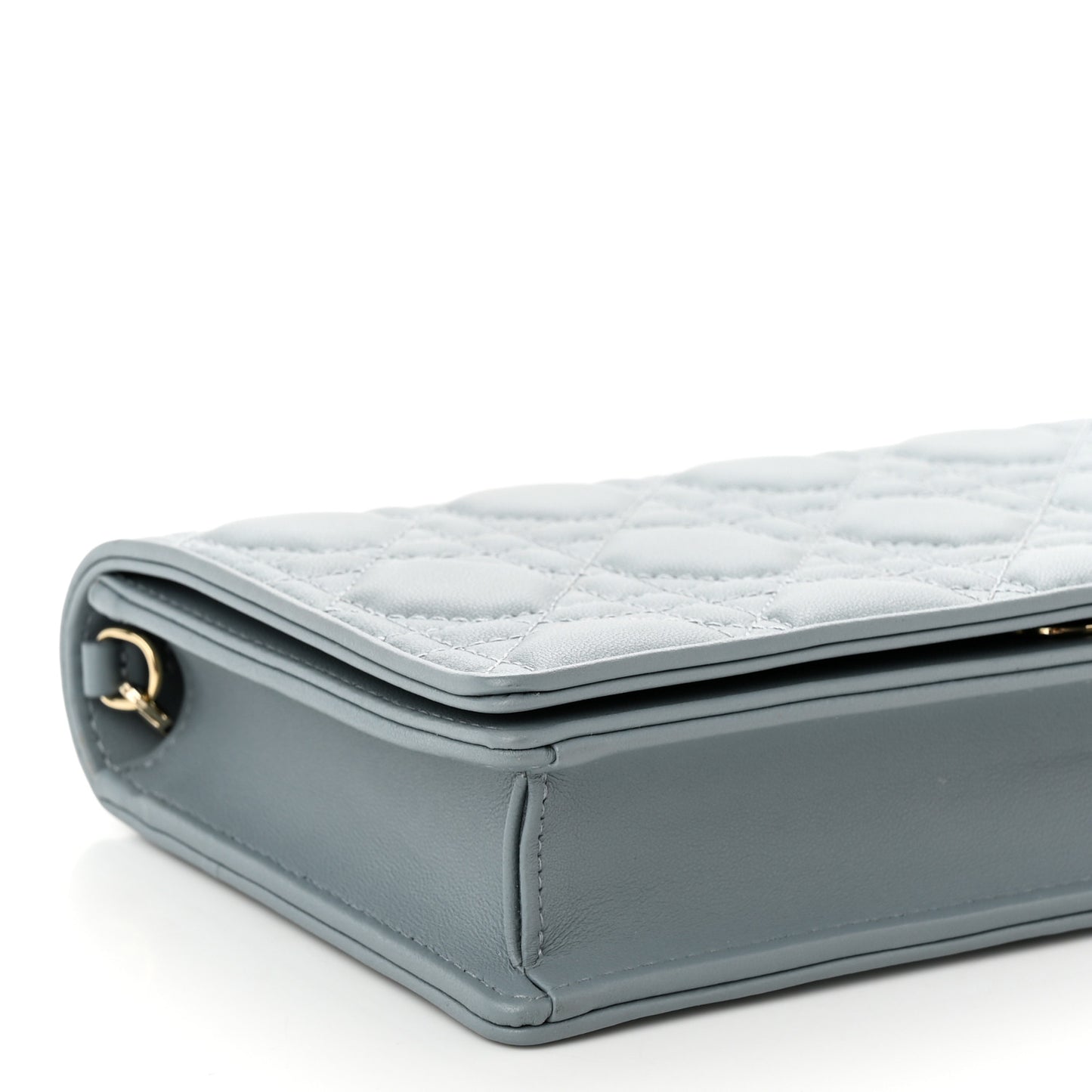 Lambskin Cannage Lady Dior Chain Wallet Cloud Blue