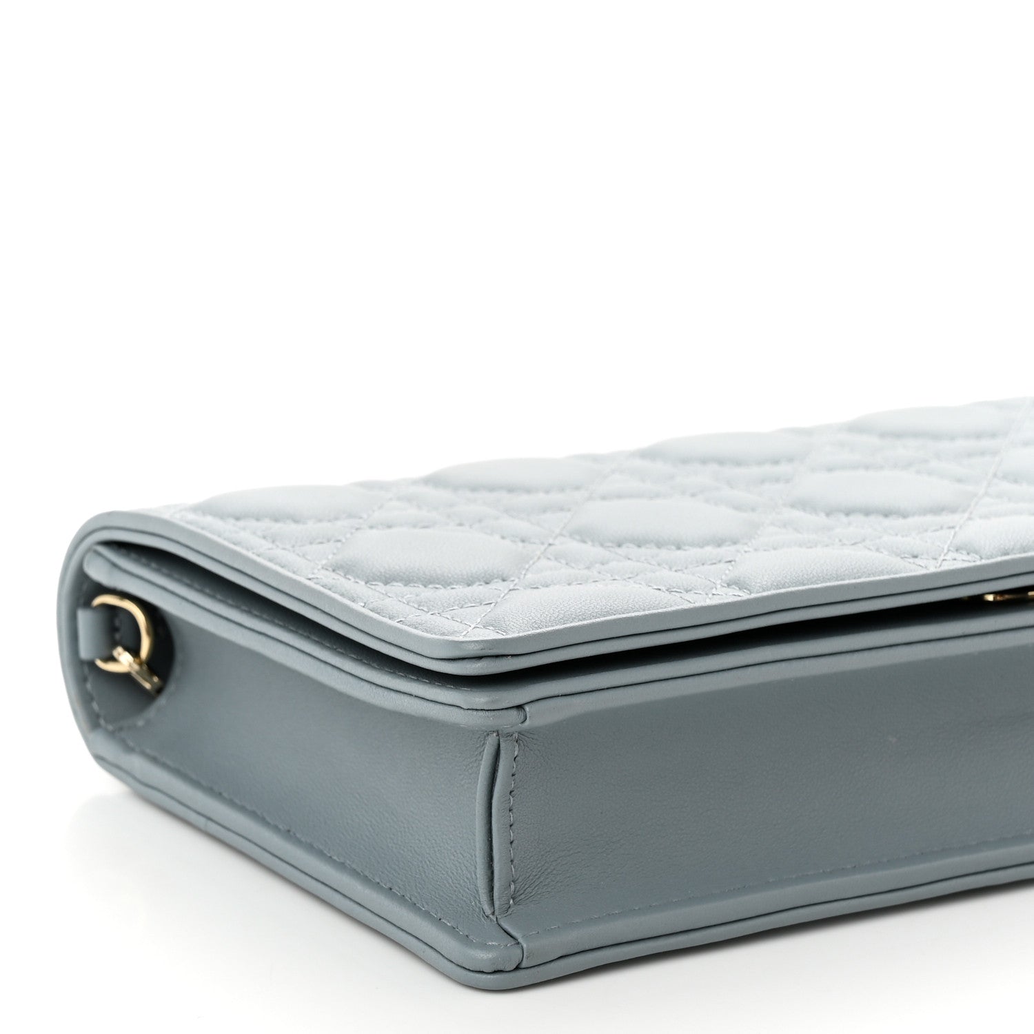 Christian Dior Lambskin Cannage Lady Dior Chain Wallet Cloud Blue 9 of 10