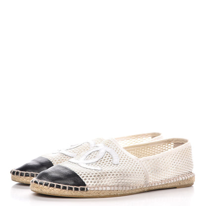 Chanel Mesh Lambskin Espadrilles 42 White Black 3 of 13
