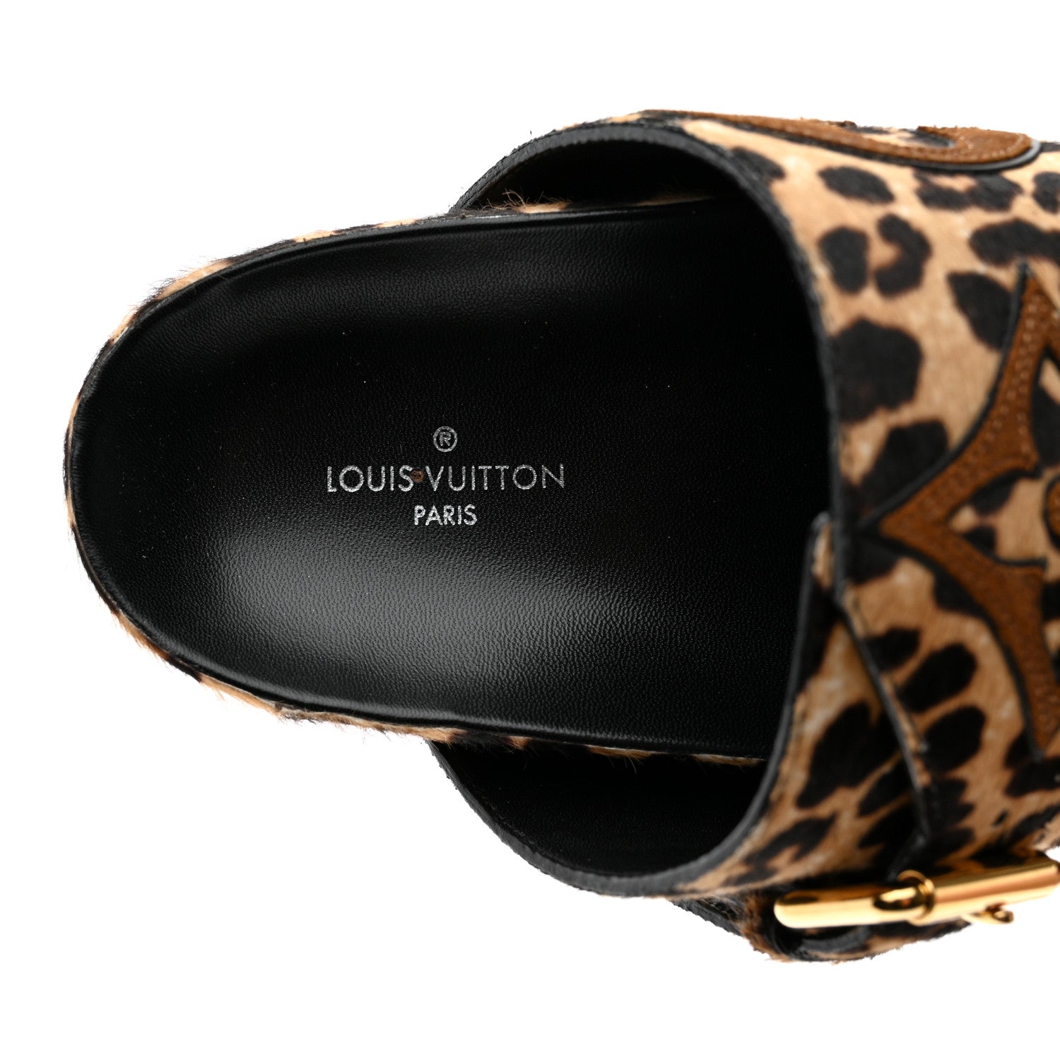 Louis Vuitton Calfskin Pony Hair Leopard Bom Dia Mule Sandals 36 Cognac Brown 6 of 9