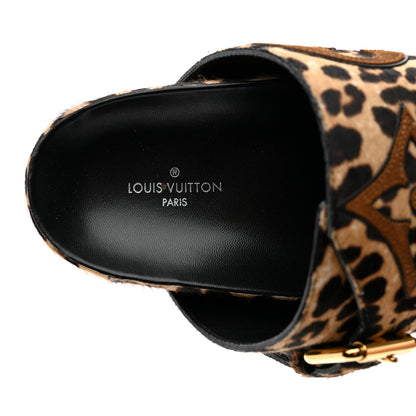 Louis Vuitton Calfskin Pony Hair Leopard Bom Dia Mule Sandals 36 Cognac Brown 6 of 9