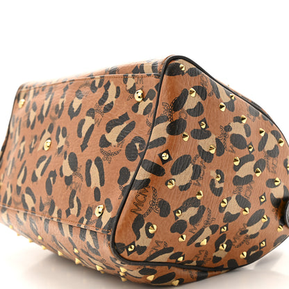 MCM Visetos Leopard Print Boston Bag Cognac 10 of 13