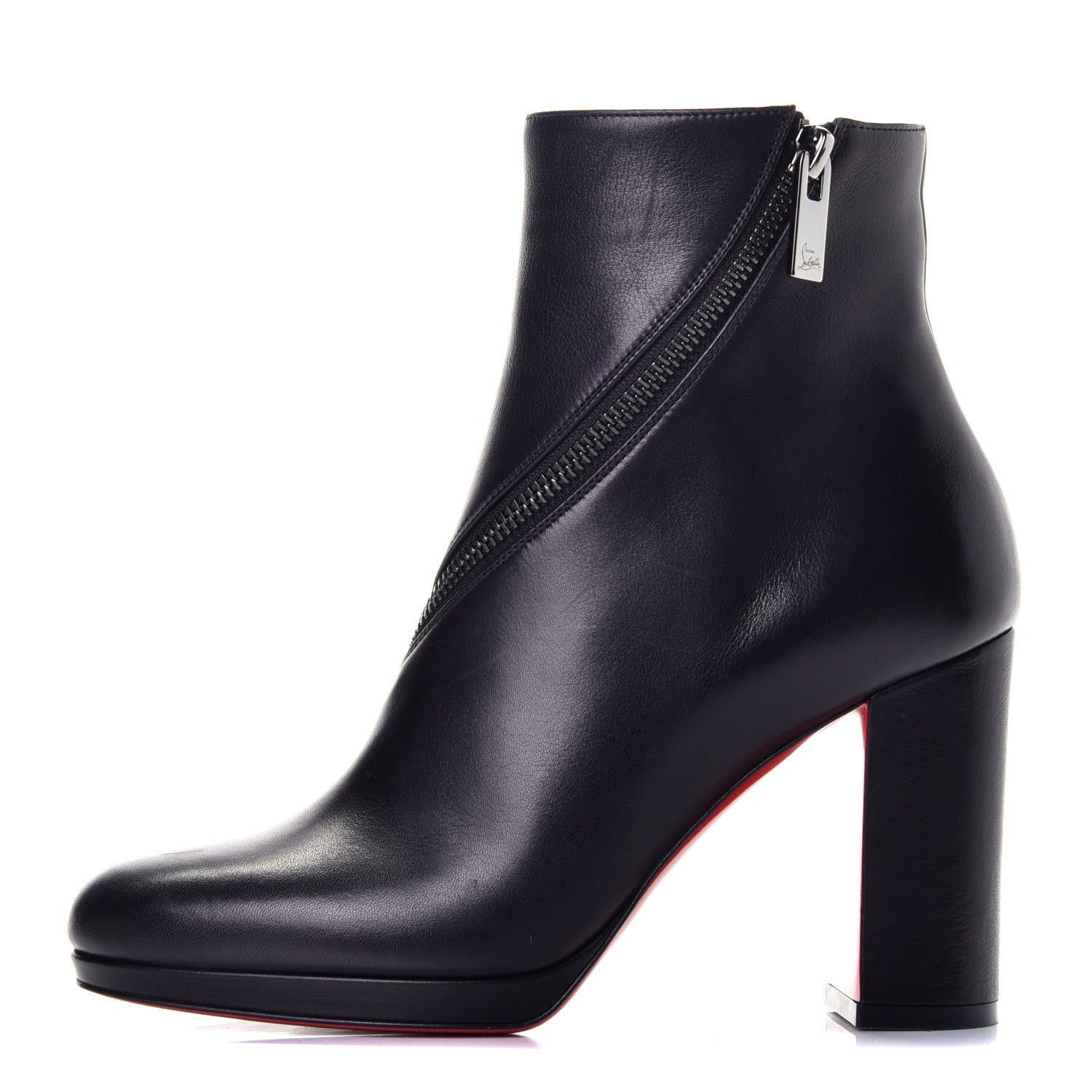 Christian Louboutin Calfskin Birgitta 100 Zip Around Ankle Bootie 36.5 Black 1 of 8